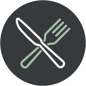Icon mit Messer und Gabel für die Kulinarik - Hotel Montis